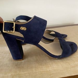 Cole Haan Blue Suede Block Heel Sandals